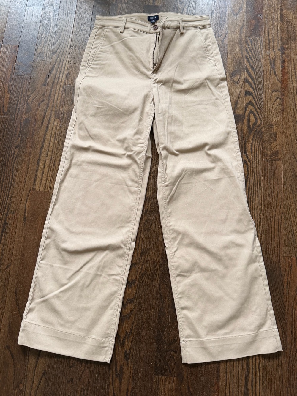 J. Crew Beige Wide-Leg Chinos